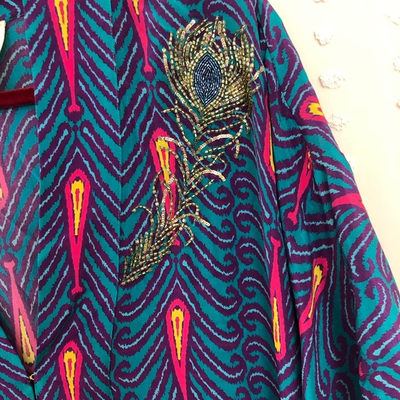 Disney Figue Jasmine‎ Collection Peacock Blouse 100% Silk XS\S - Picture 5 of 6